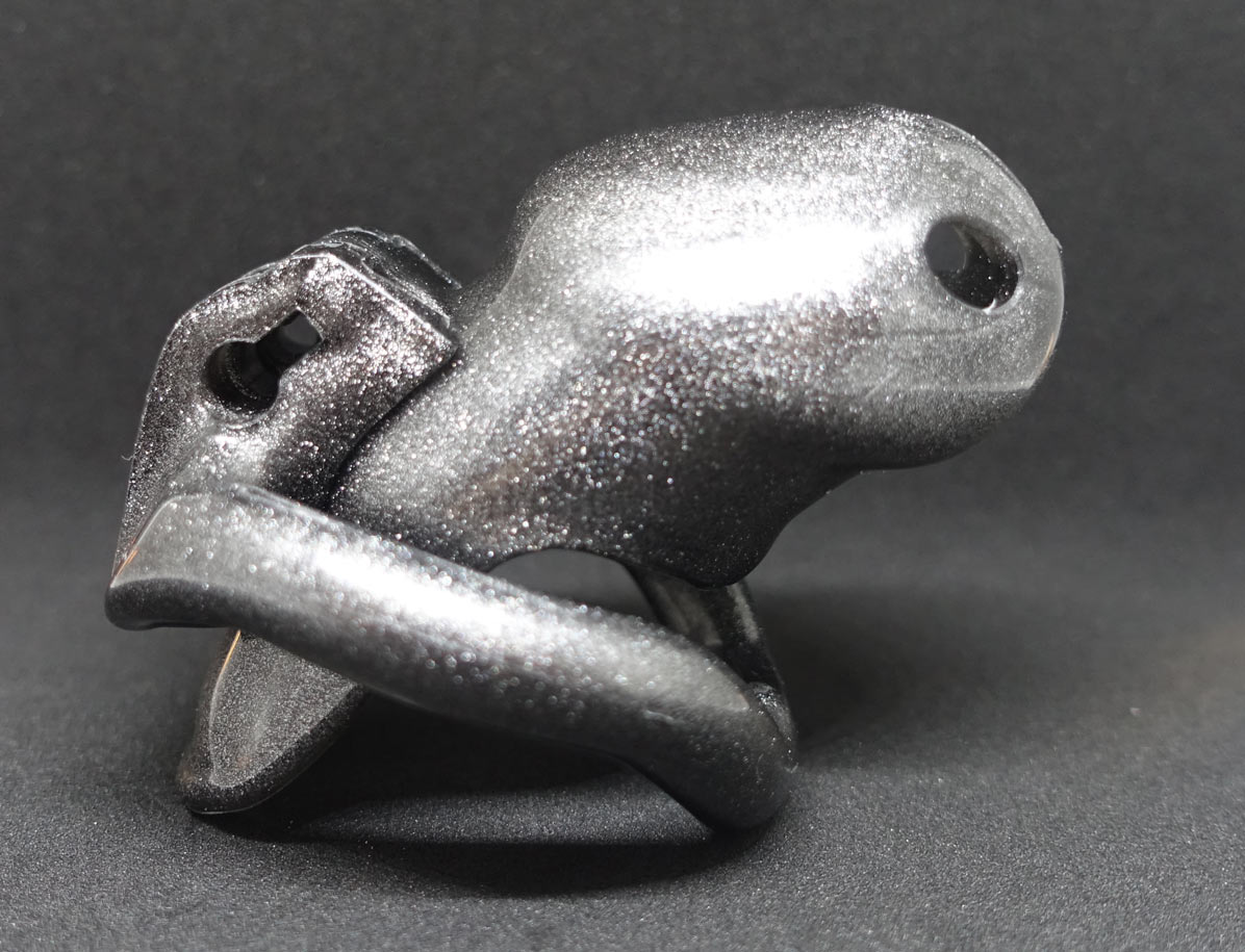 Chastity Cage - Black with silver sparkles
