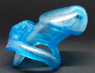Male Chastity Device - Blue with silver sparkles