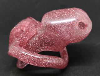 Male Chastity Device - Clear with pink flakes