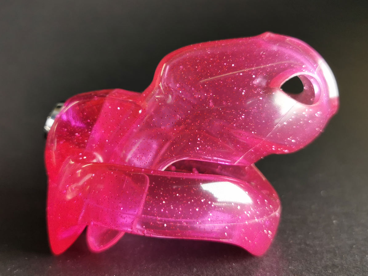 Chastity Cage - Pink with pink flakes