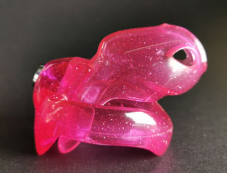 Male Chastity Device - Clear with pink flakes