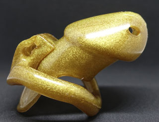 Male Chastity Device - Clear with gold sparkles