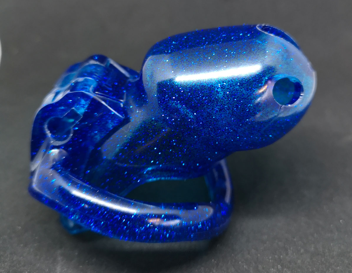 Chastity Cage - Blue with blue flakes
